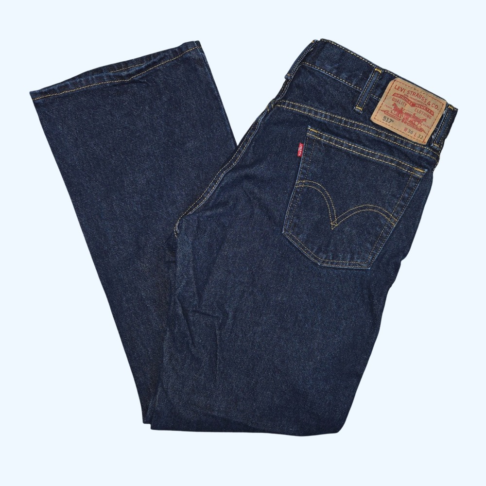 Levis 517 Bootcut Jeans Dark Wash Indigo Denim Mens 36x32 2000s 2010s 00517-0216